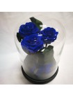 Три синих розы премиум в стеклянной колбе