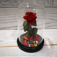 Композиционная красная роза классик в колбе 20 I love you