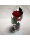 Композиционная красная роза премиум в колбе 32 с декором ангел и сердце