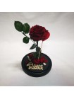Композиционная бордовая роза премиум в колбе с декором ручная работа