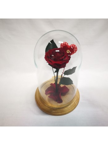 Композиционная красная роза премиум в колбе с декором сердце