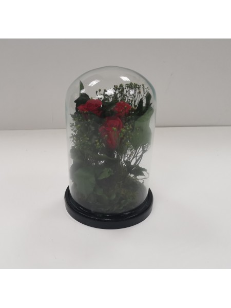 Композиция в стеклянной колбе Люкс мини с красными розами