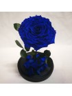 Синяя роза в стеклянной колбе люкс