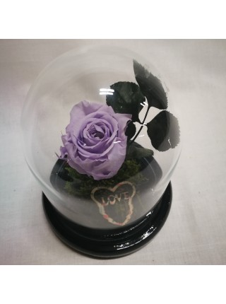 Сиреневая роза с декором в стеклянной колбе мини