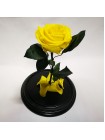Желтая роза в стеклянной колбе премиум