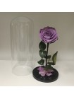 Сиреневая роза в стеклянной колбе премиум 32