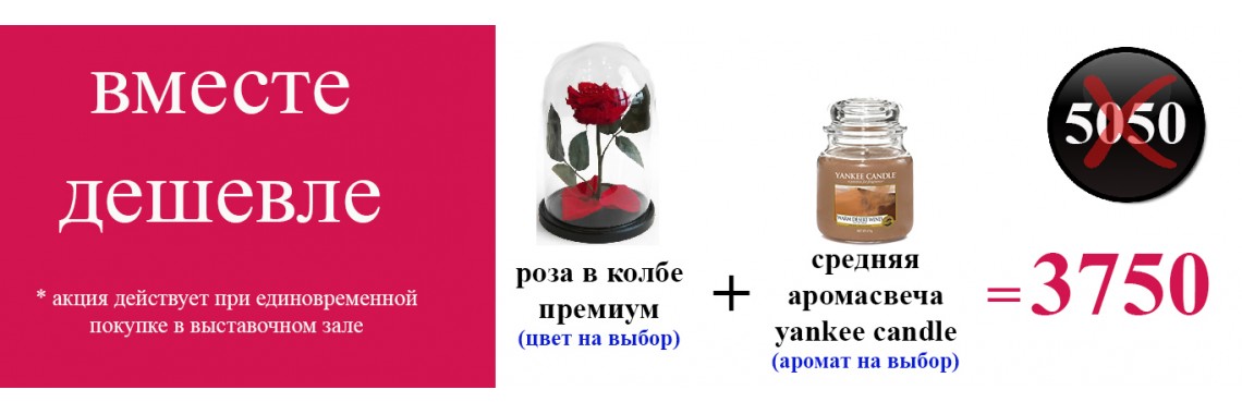 роза премиум + средняя свеча